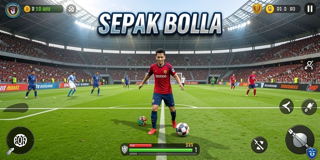 Tampilan gameplay menarik dari 8QR dengan aksi sepak bola yang intens.