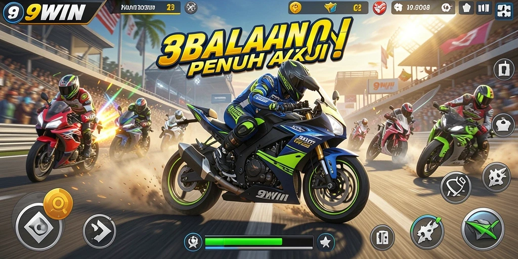Tampilan balapan seru dalam gameplay 9WIN.