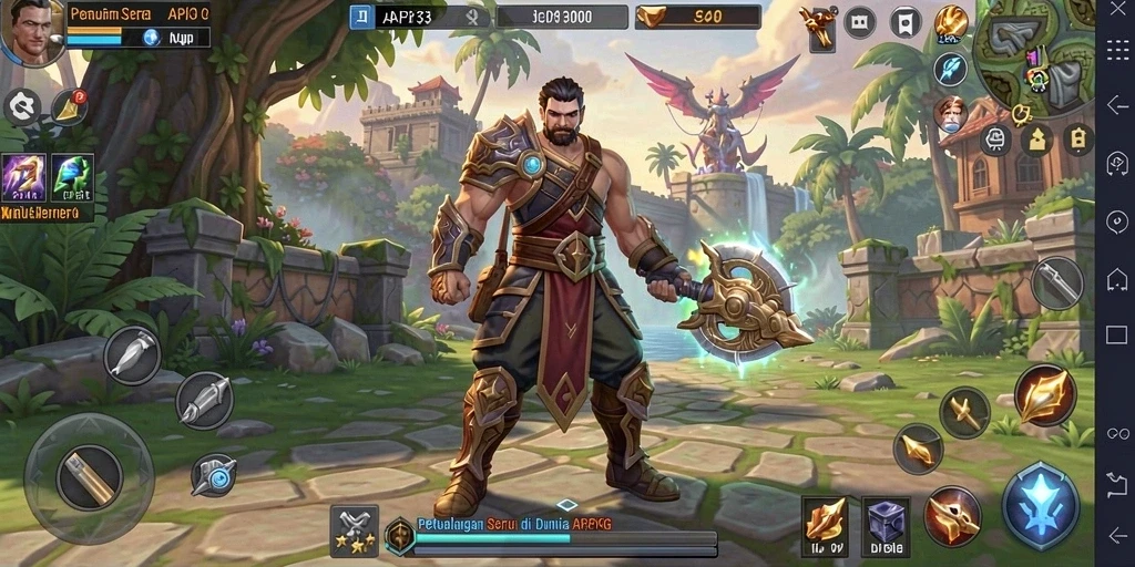 Tampilan seru grafik ARPG di API33 saat pertarungan.