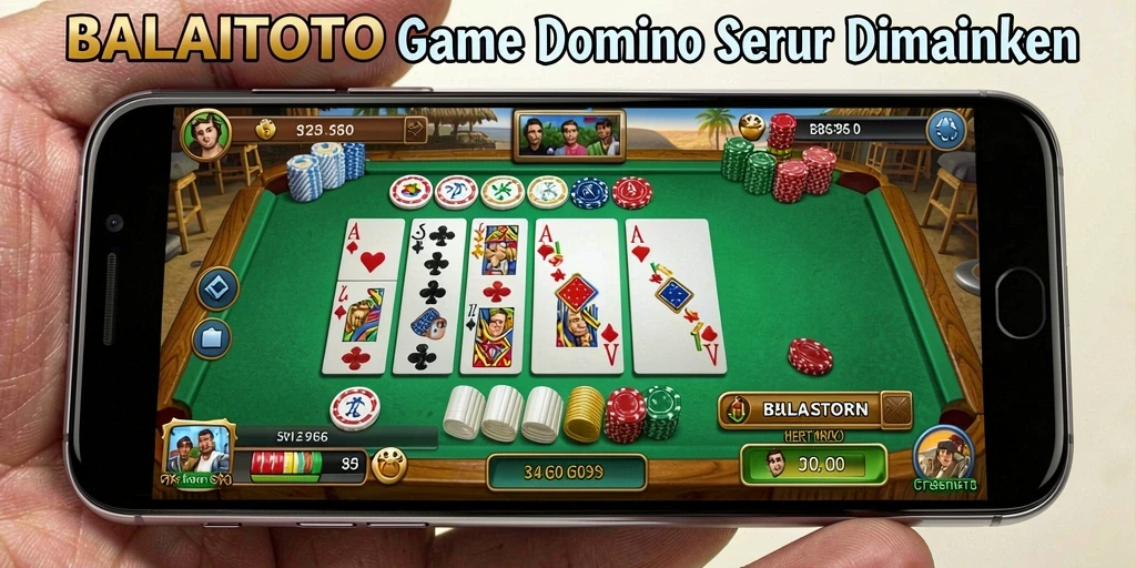 Screenshot utama dari BALAITOTO menampilkan gameplay domino yang seru dan interaktif.