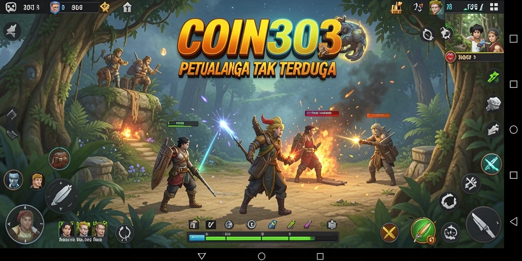 Tampilan gameplay utama COIN303 yang penuh petualangan.