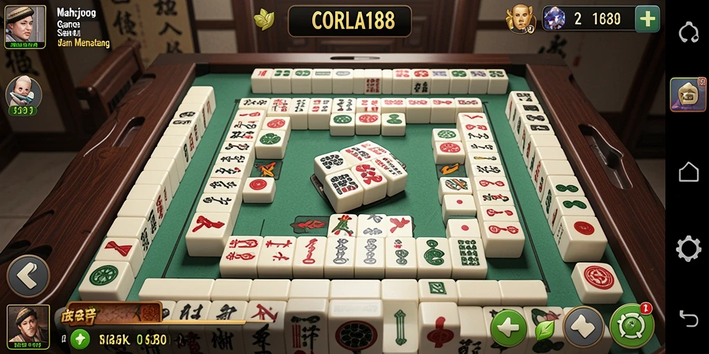 Tampilan gameplay menarik dari CORLA188 dengan ubin Mahjong berwarna.