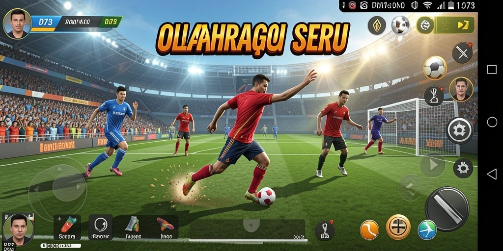 Screenshot D73 menampilkan aksi seru dalam game olahraga.