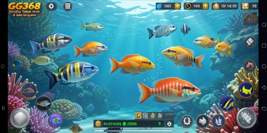 Screenshot gameplay GG368 dengan aksi menembak ikan yang seru.
