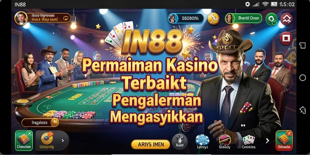 Screenshot gameplay IN88 menampilkan keseruan bermain kasino di smartphone.