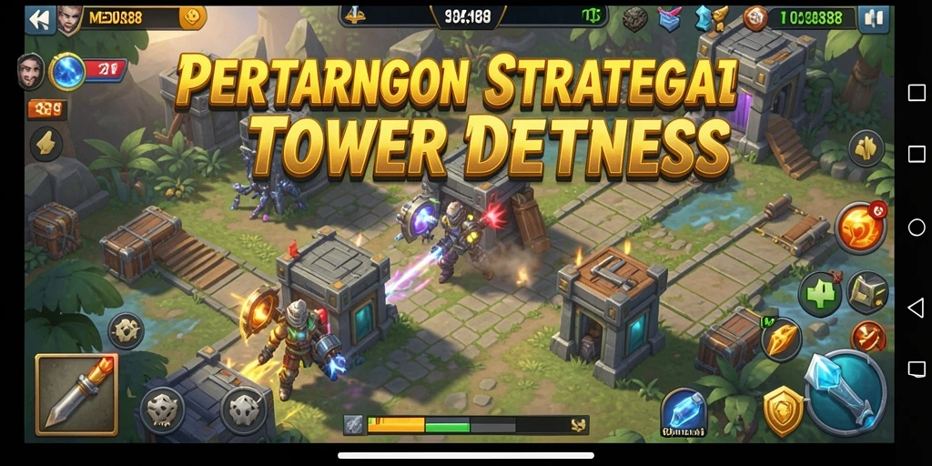 Gameplay menegangkan dalam pertarungan Tower Defense di MEDUSA88.