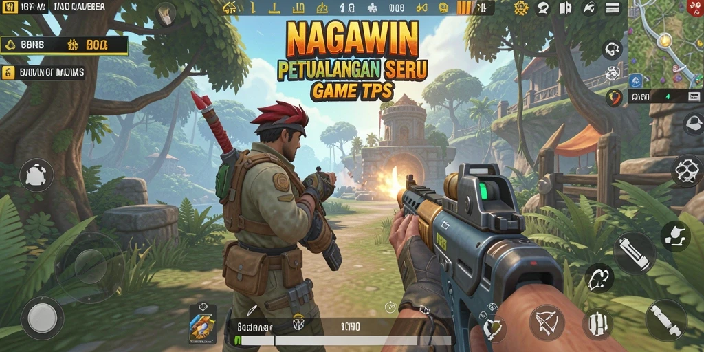 Tampilan gameplay seru di NAGAWIN dengan aksi tembak-menembak intens.