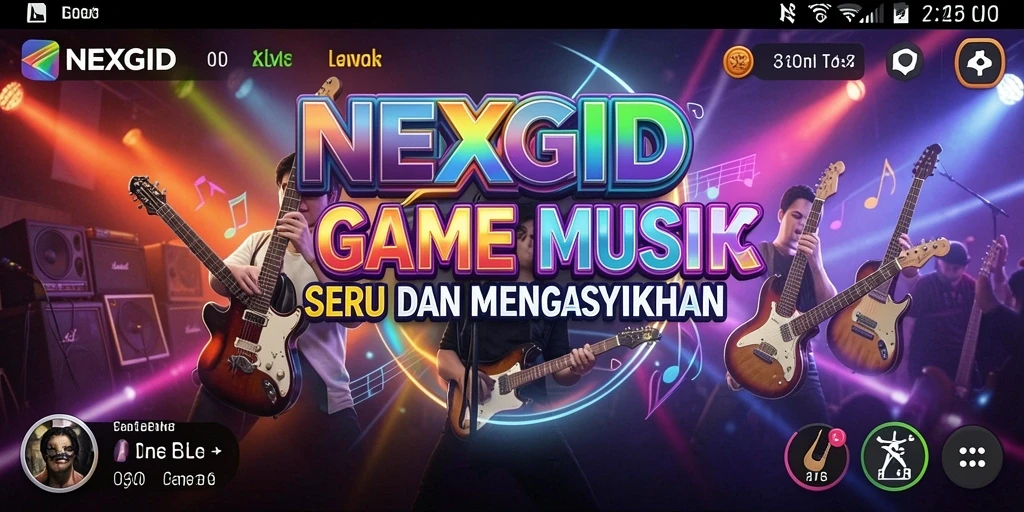 Screenshot gameplay NEXGID menunjukkan keseruan bermain musik.